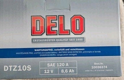 Nieuwe Delo AGM DTZ10S Motoraccu 12V 8.6Ah, Motoren, Ophalen