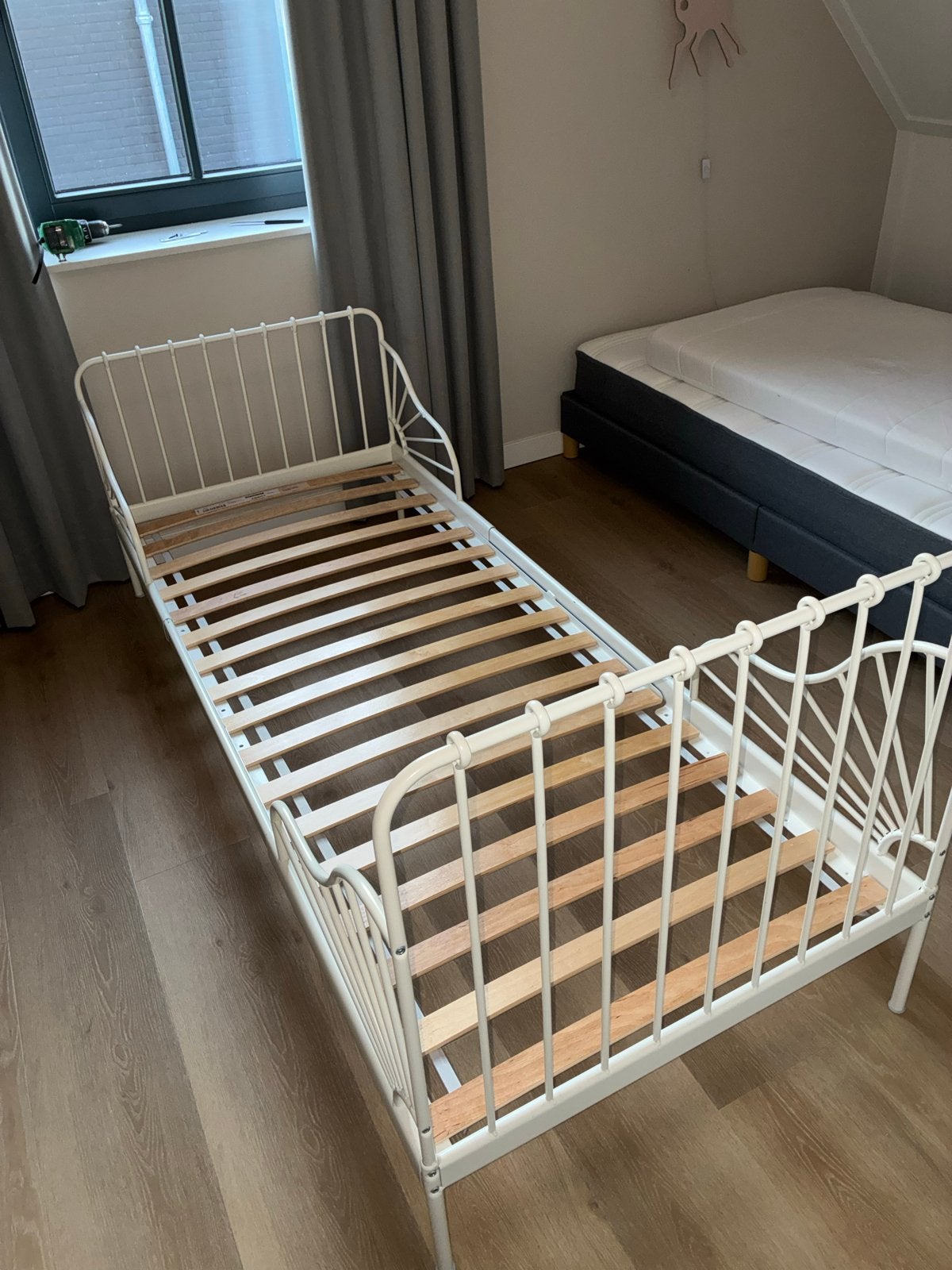 Meegroeibed IKEA Minnen uitschuifbaar wit, Ophalen, Eenpersoons, Wit, 80 cm
