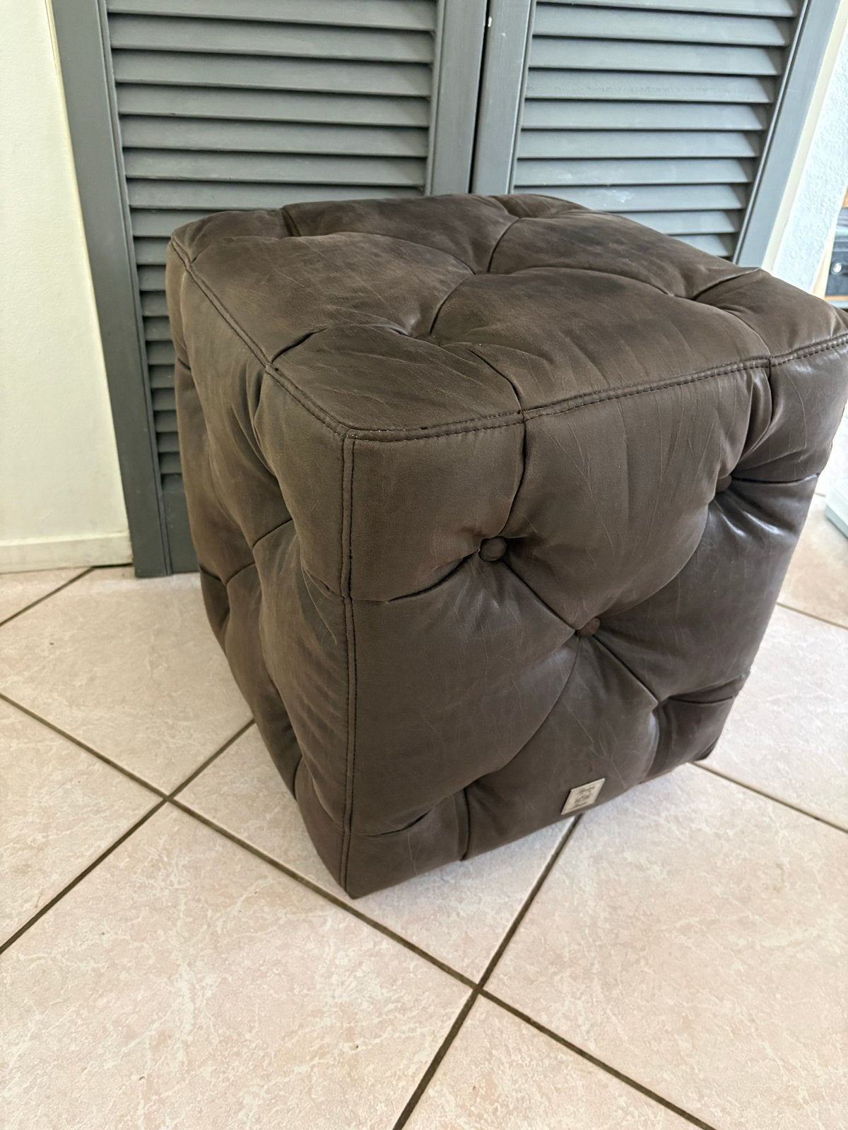 Mooie Riviera Maison leren poef, Ophalen, Minder dan 50 cm, Vierkant, Leer