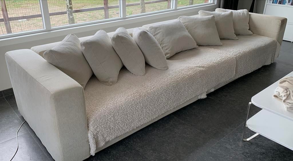 Hoekbank lichte ribfluweel - Deens design, Huis en Inrichting, Ophalen of Verzenden, Gebruikt, Hoekbank, Stof