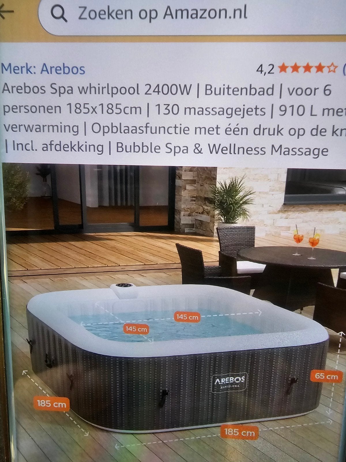 Arebos Barcelona Opblaasbare Spa - 6 Personen, 130 Bubbels, Tuin en Terras, Bubbelbaden en Hottubs, Ophalen of Verzenden