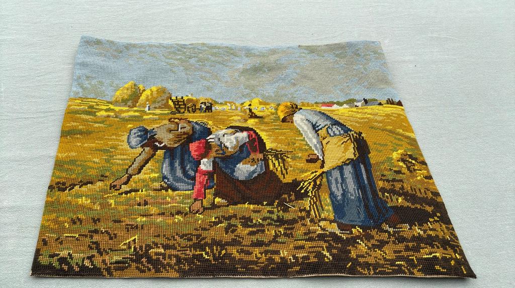De arenleessters van Millet, geborduurd schilderij wol, Ophalen of Verzenden