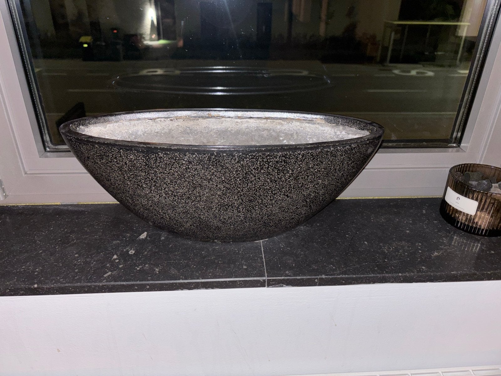 Decoratieve Bloempot/Plantenschaal - Zwart Gespikkeld, Ophalen, Overige materialen, Gebruikt, Minder dan 30 cm