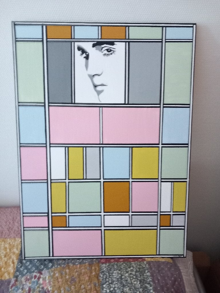 kunst modern, Ophalen of Verzenden, Textiel, Ophangklaar, Acrylverf