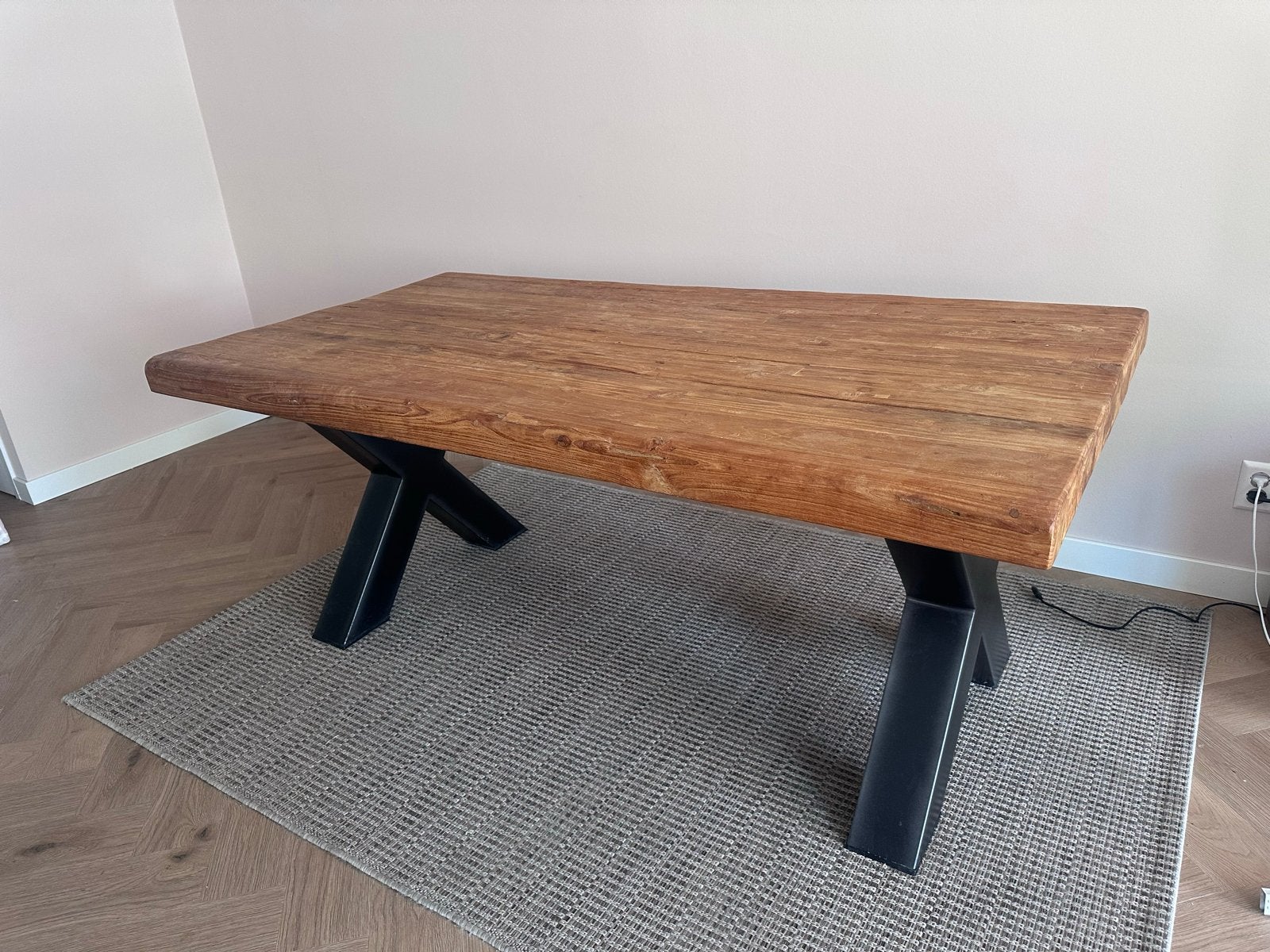 Pronto Wonen Romaro Massief Teakhouten Eettafel 90x190x78, Ophalen, Gebruikt, Teakhout, 50 tot 100 cm