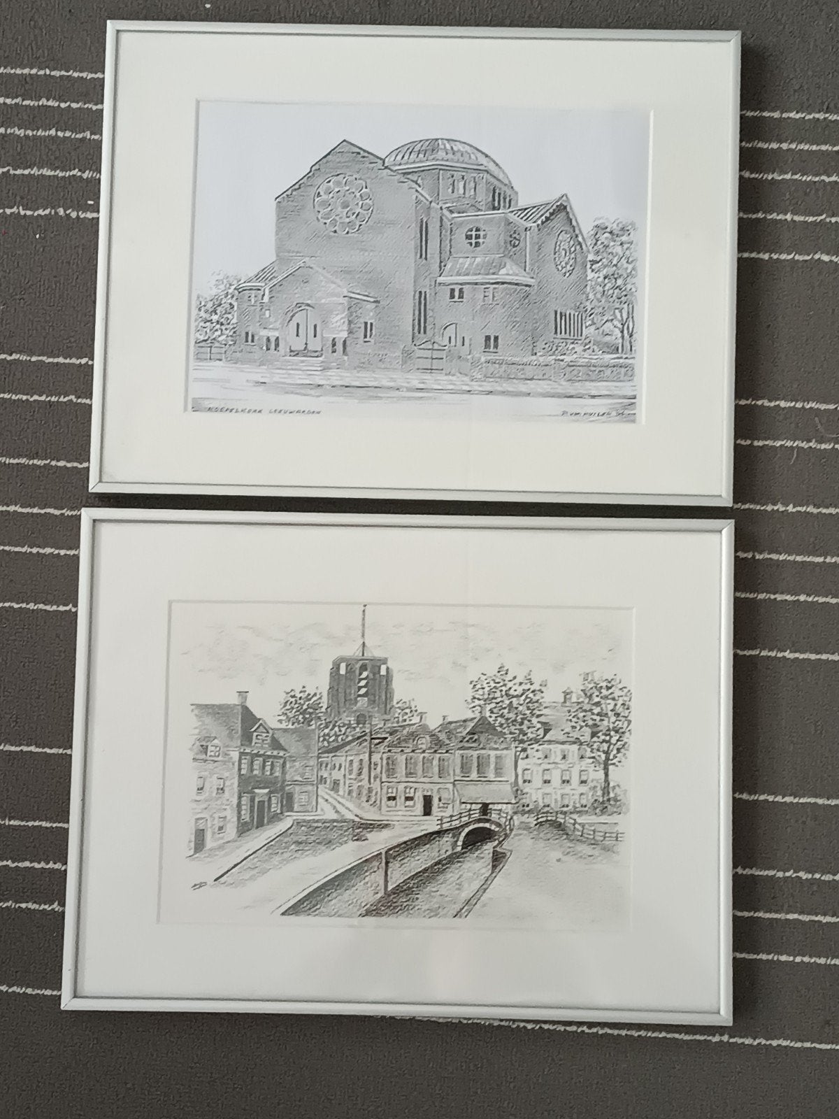 2 ingelijste schetsen van Pieter van Huizen, Antiek en Kunst, Kunst | Tekeningen en Foto's, Ophalen of Verzenden