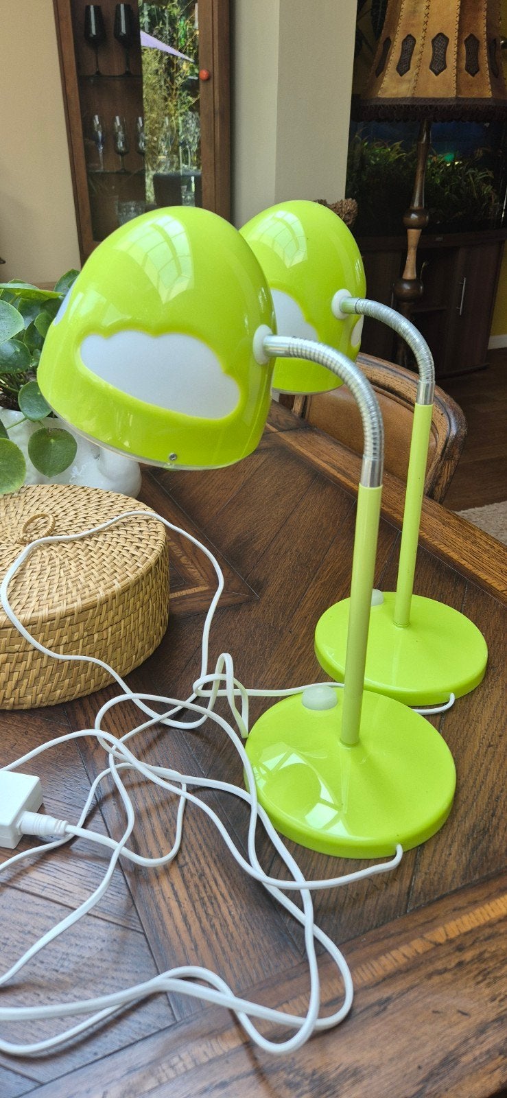 Set van 2 groene wolken tafellampen vintage ikea, Bureaulamp, Gebruikt, Overige merken, Groen