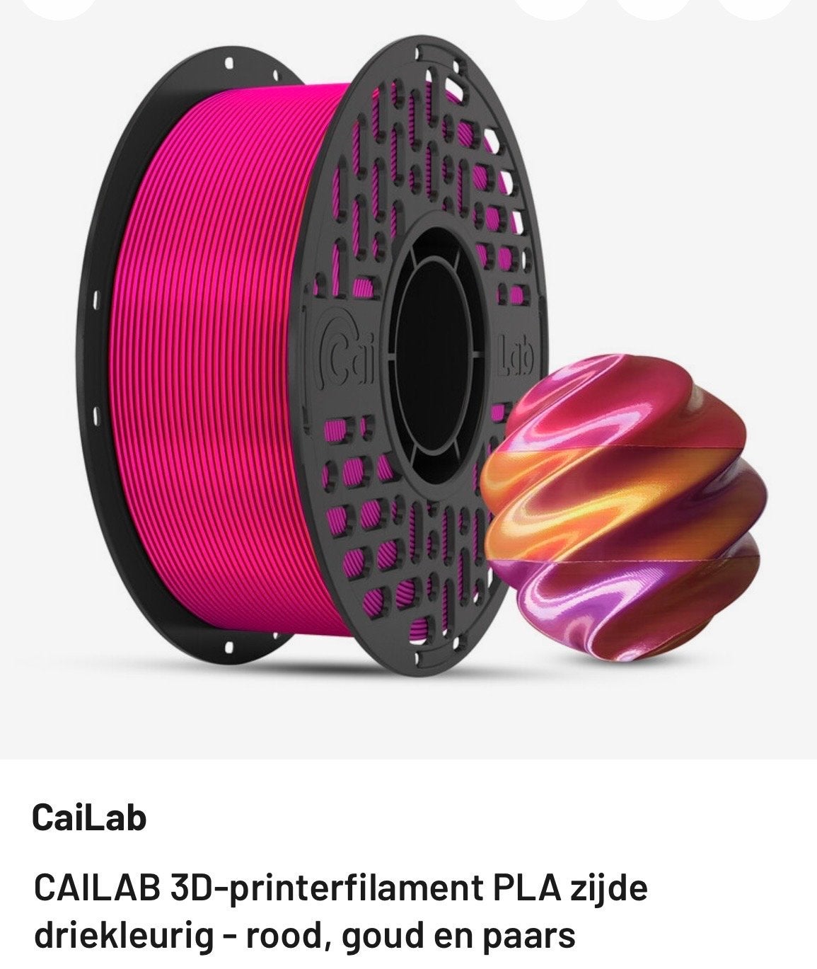 CAILAB 3D-printerfilament PLA zijde driekleurig, Computers en Software, 3D Printers, Ophalen of Verzenden, Nieuw, Filament