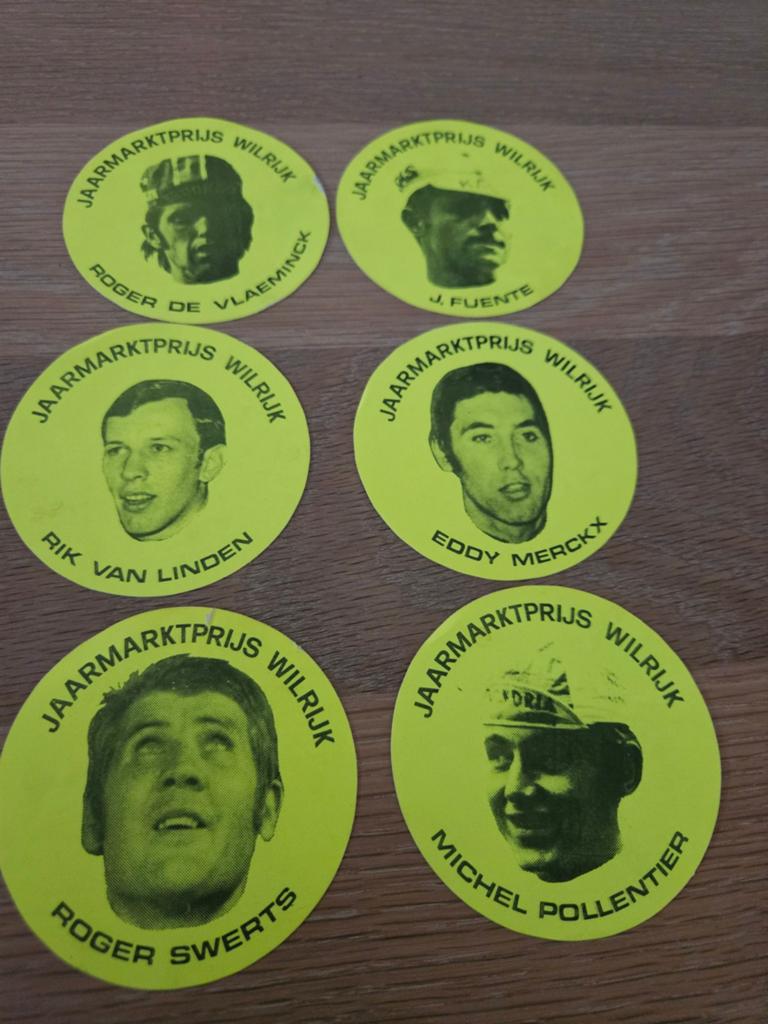 Wielrennen stickers Eddy Merckx, Fuente stickers, Verzamelen, Ophalen of Verzenden, Zo goed als nieuw