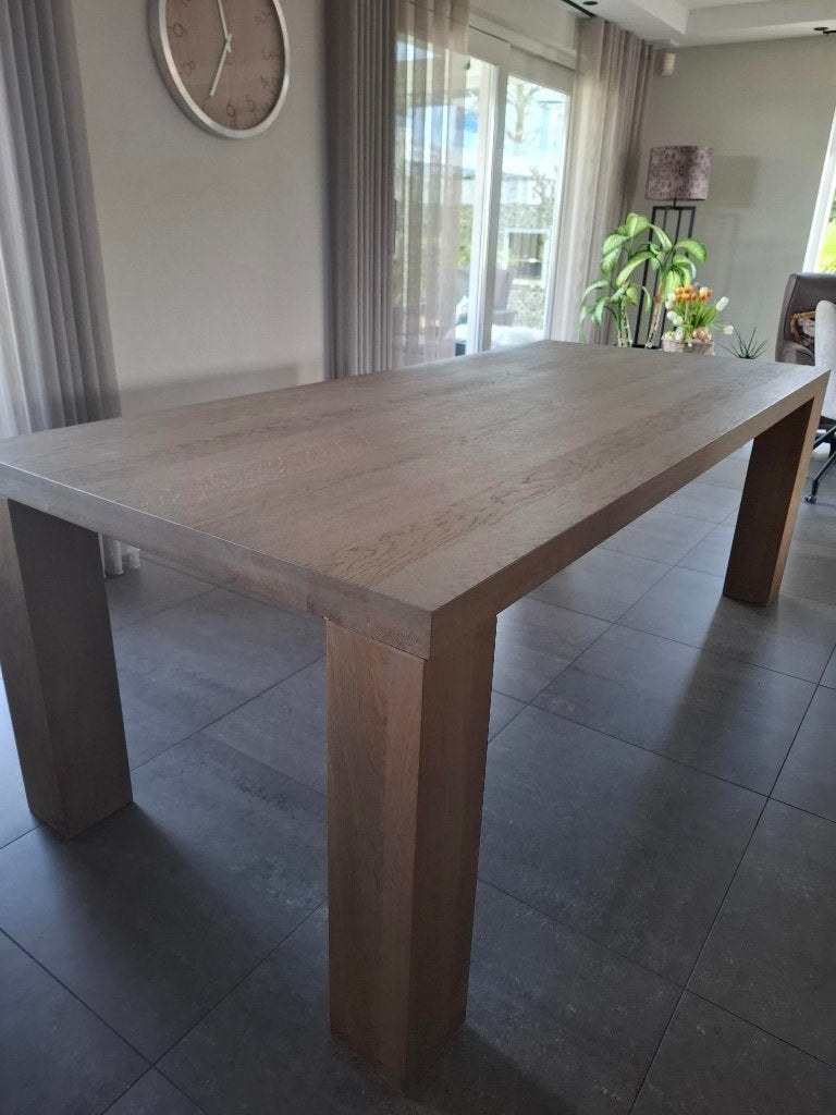 eetkamertafel, Huis en Inrichting, Tafels | Eettafels, Ophalen, Gebruikt, Eikenhout, 200 cm of meer