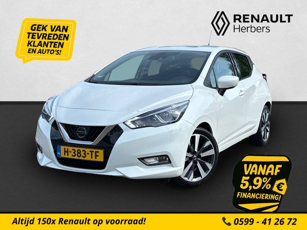 Nissan Micra 1.0 IG-T Tekna CAMERA / ECC / NAVI (bj 2020), Auto's, Nissan, Voorwielaandrijving, Euro 6, Wit, Origineel Nederlands