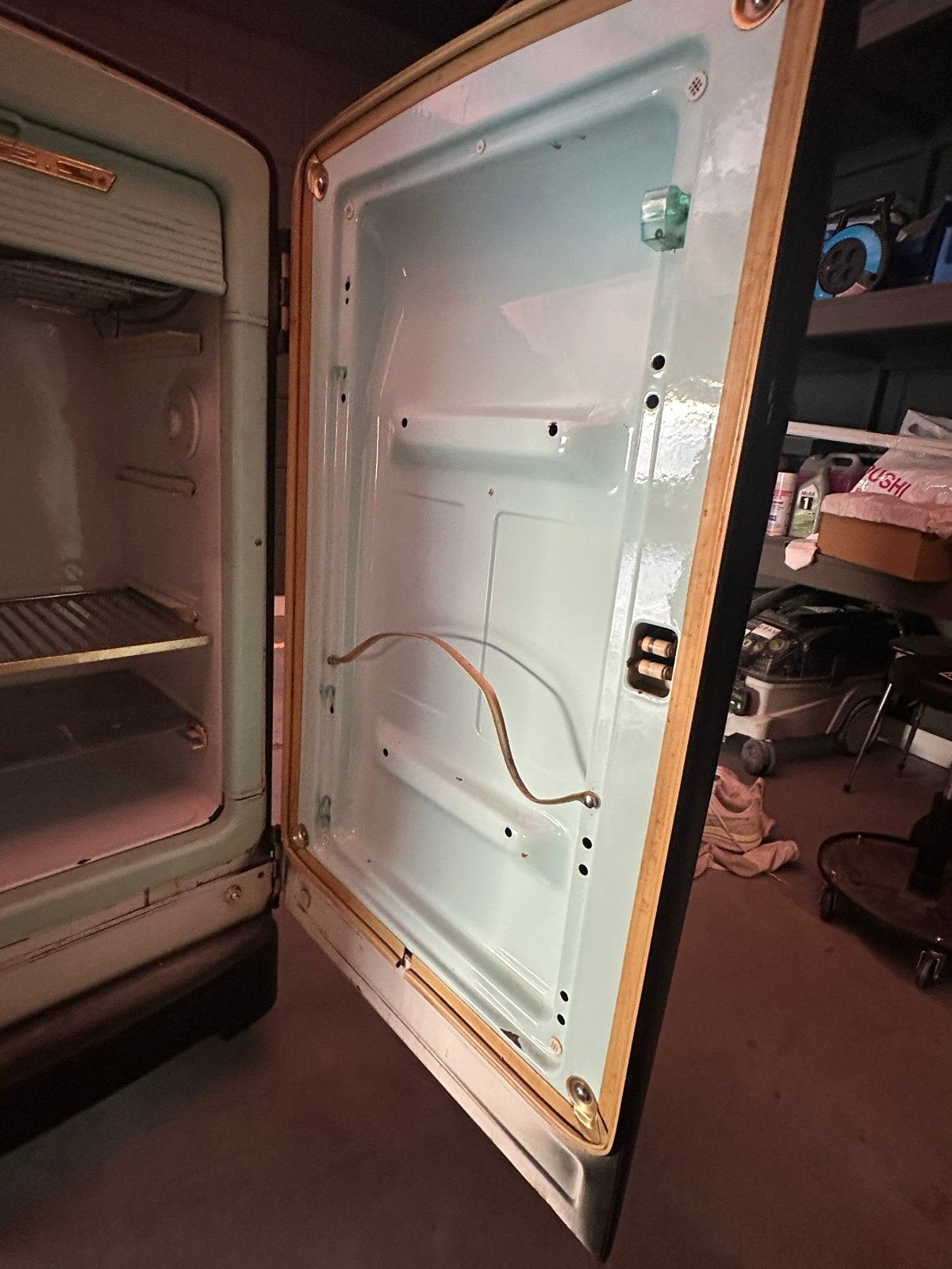 Vintage retro Indes koelkast, Witgoed en Apparatuur, Koelkasten en IJskasten, Gebruikt, 100 tot 150 liter, 45 tot 60 cm, Met vriesvak
