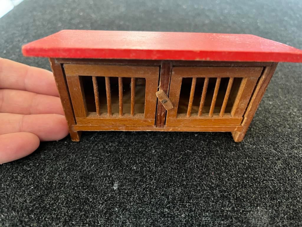 Miniatuur konijnenhok met tralies, Made in GDR, Antiek en Kunst, Ophalen of Verzenden