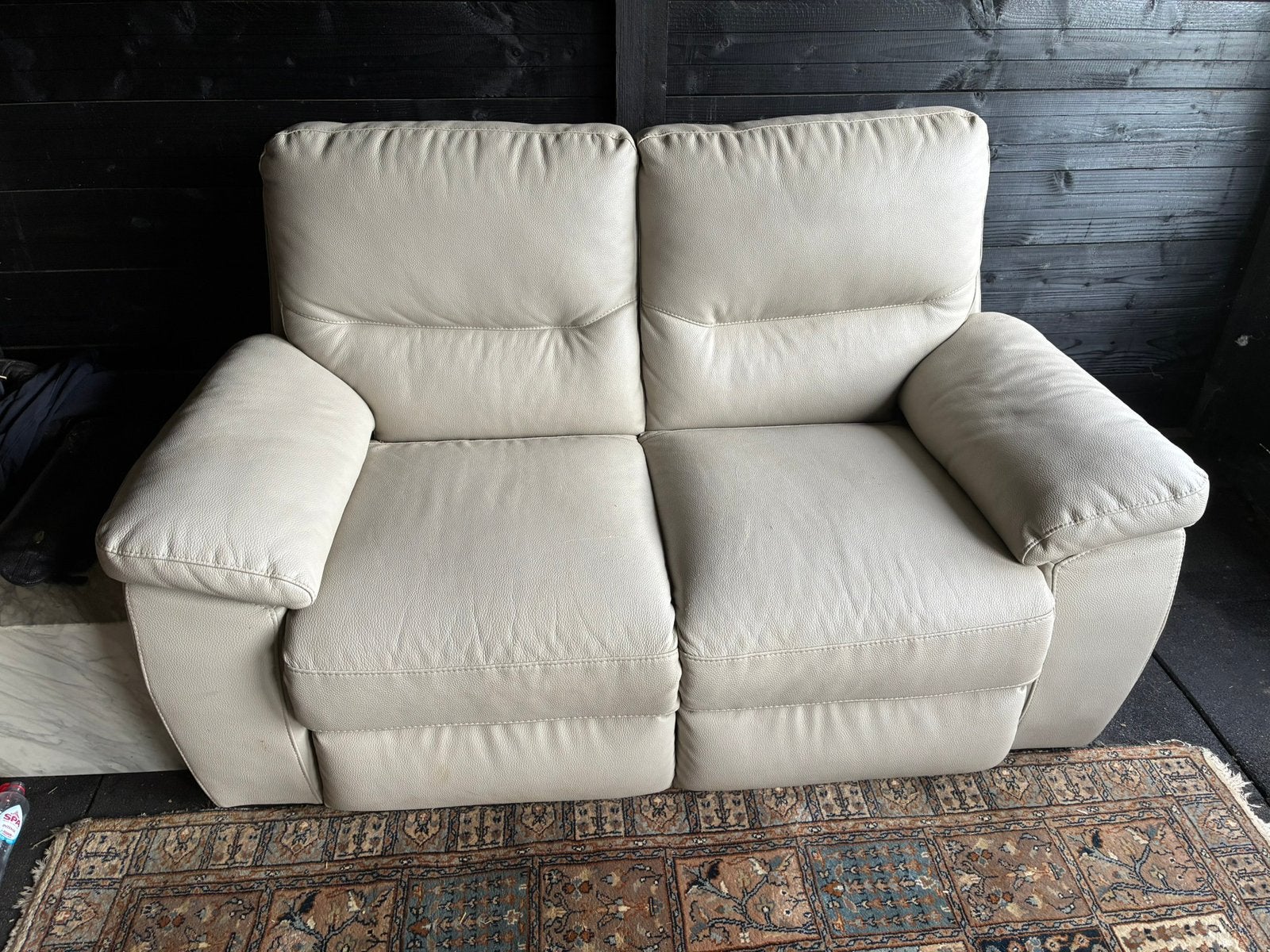 Beige bankstel, Ophalen, Gebruikt, Driepersoons, Rechte bank