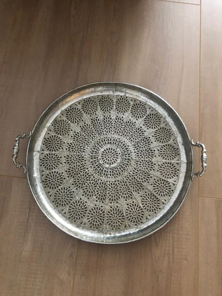 Dienblad groot 50 cm bijna, Ophalen of Verzenden, Zo goed als nieuw, Rond, Metaal