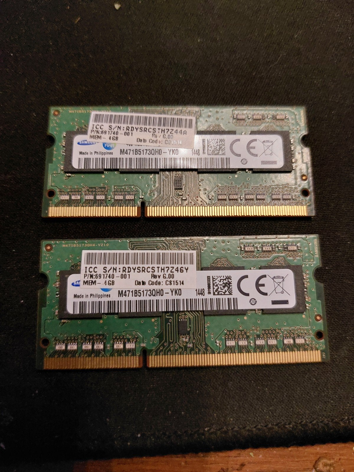 2x 4GB Samsung DDR3 Laptop RAM Geheugen (8GB Totaal), Gebruikt, 8 GB, DDR3, Ophalen of Verzenden