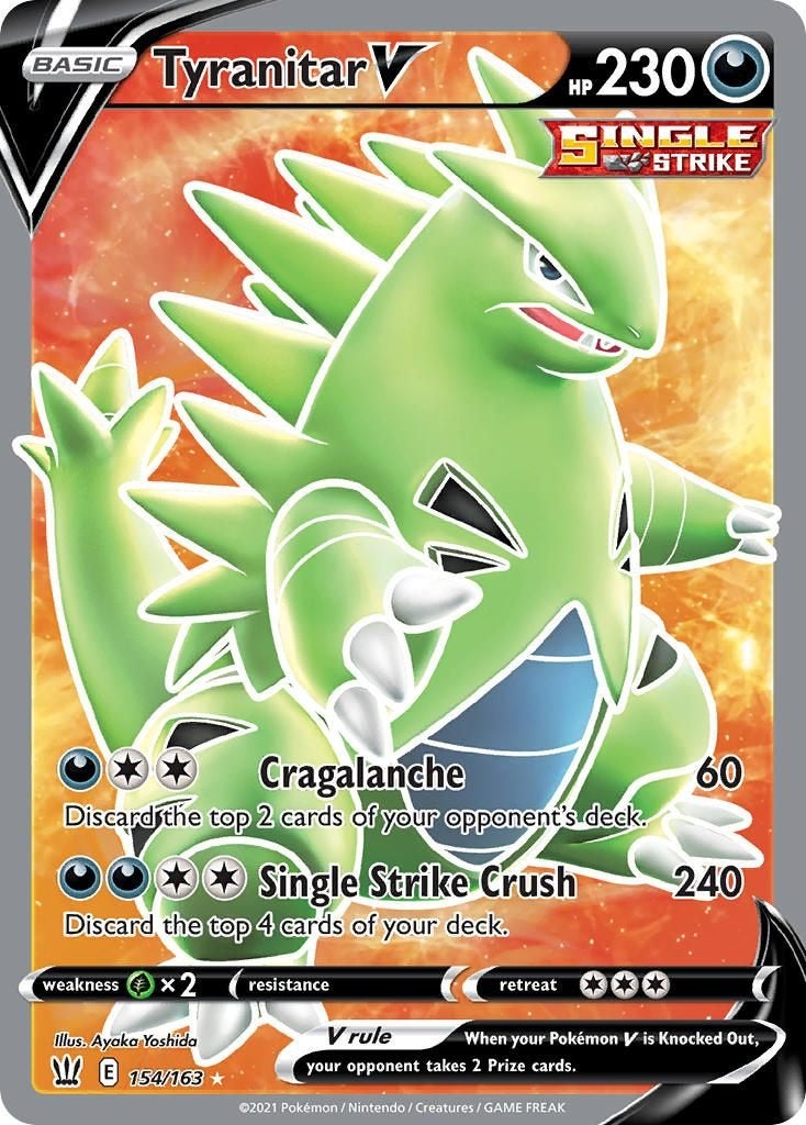 Sword & Shield Series » Battle Styles » Tyranitar V 154/163, Ophalen of Verzenden, Nieuw, Losse kaart
