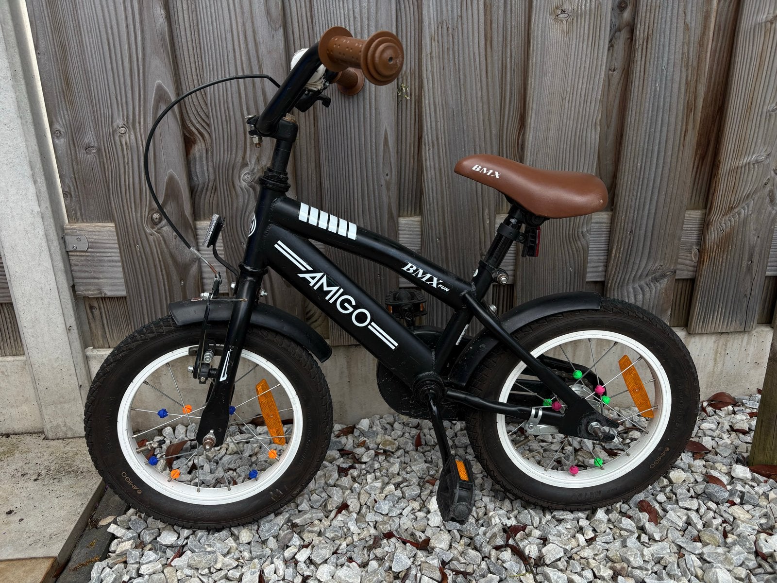 Amigo BMX fiets 14 inch, Ophalen, Zijwieltjes, Gebruikt, Velgrem