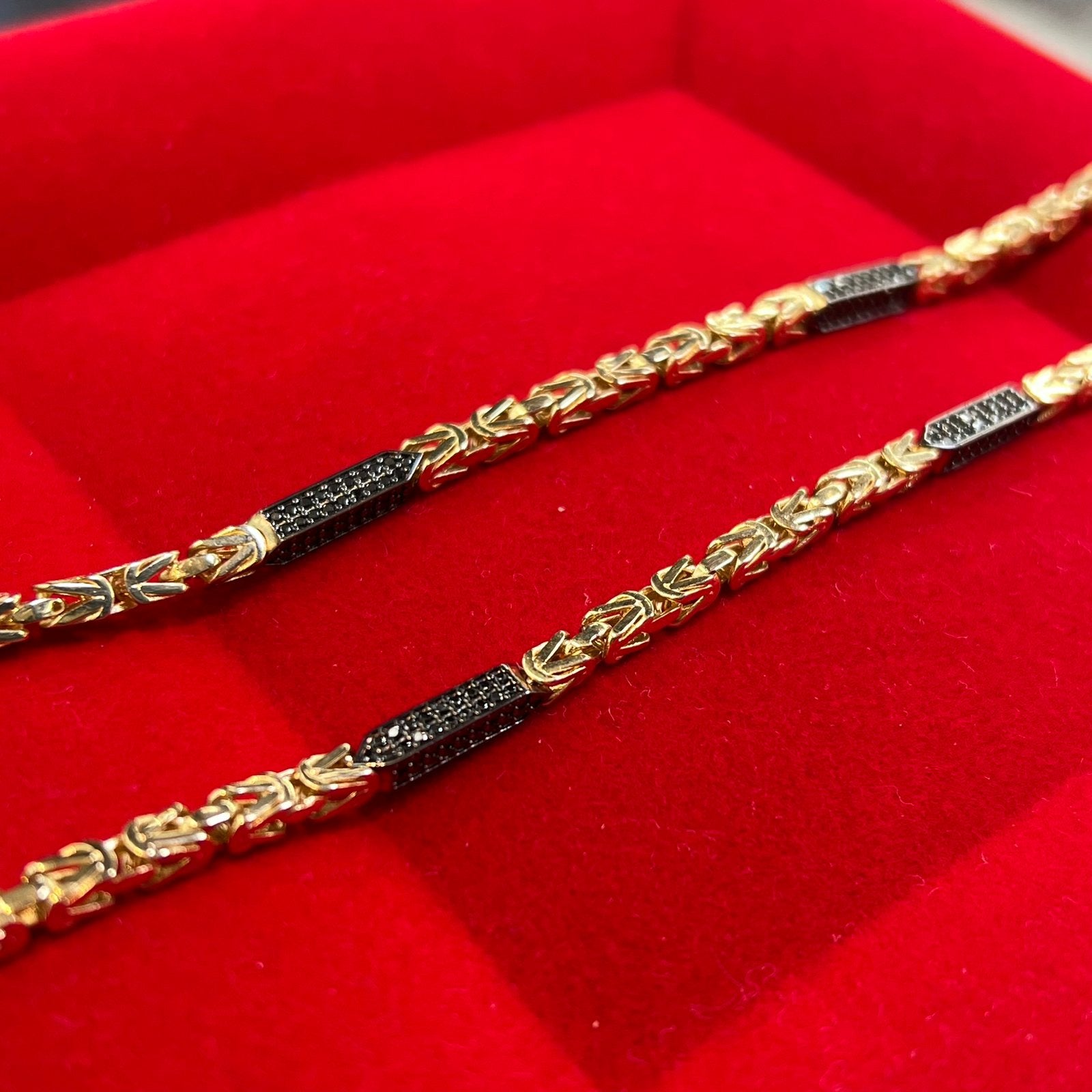 14k gouden ketting koningsketting onyx stenen italy, Sieraden, Tassen en Uiterlijk, Ophalen of Verzenden, Zo goed als nieuw, Goud