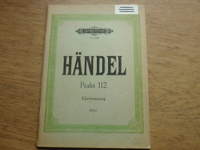 Händel Psalm 112 - Klavierauszug (Stein) bladmuziek, Gebruikt, Klassiek, Ophalen of Verzenden, Artiest of Componist