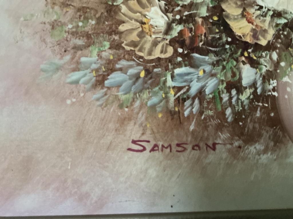 Schilderij van Eddy Samson - Bloemenstilleven, Antiek en Kunst, Ophalen of Verzenden