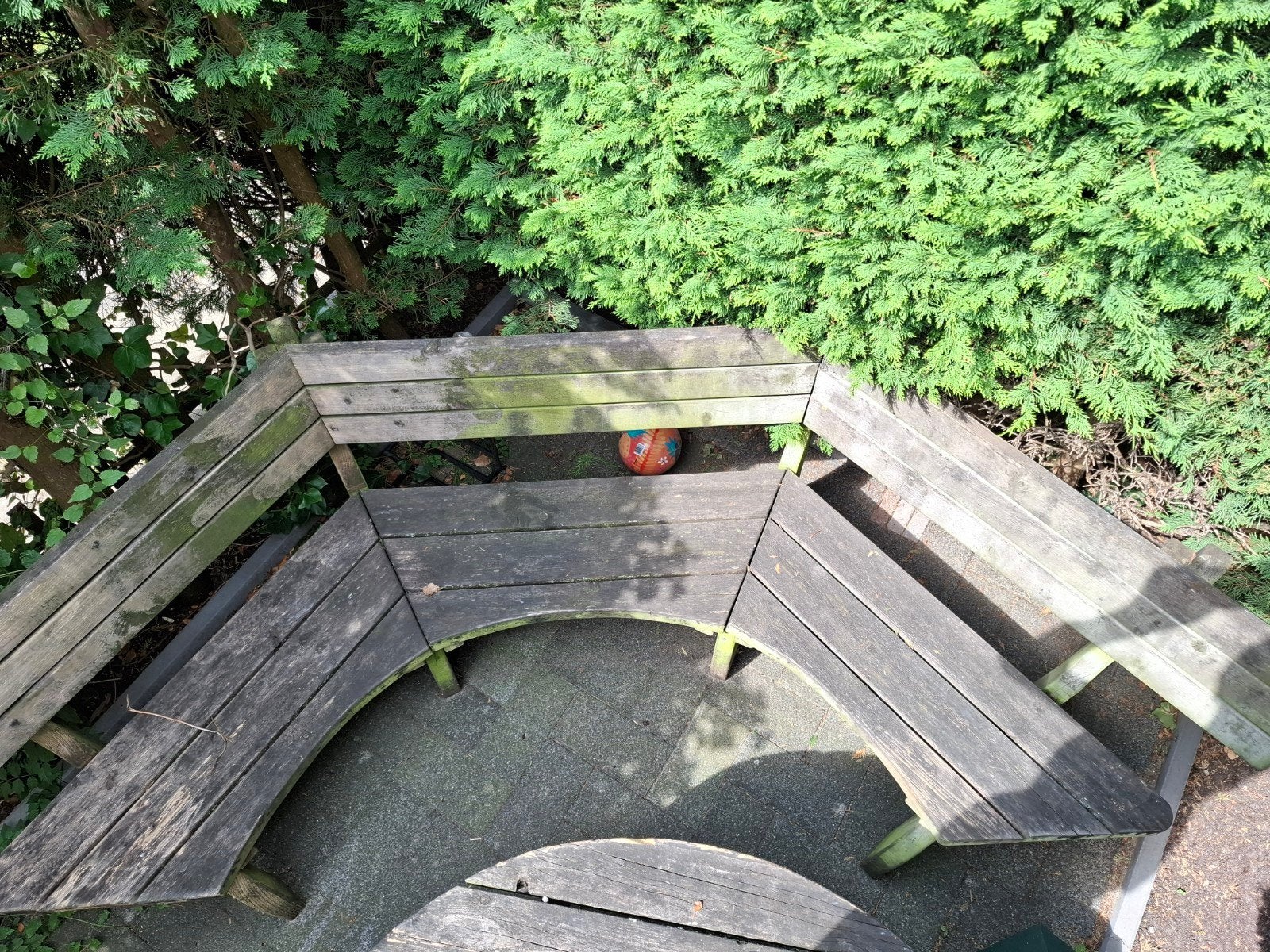 Antieke tuinhoekbank+tafel., Ophalen of Verzenden, Gebruikt, Hout