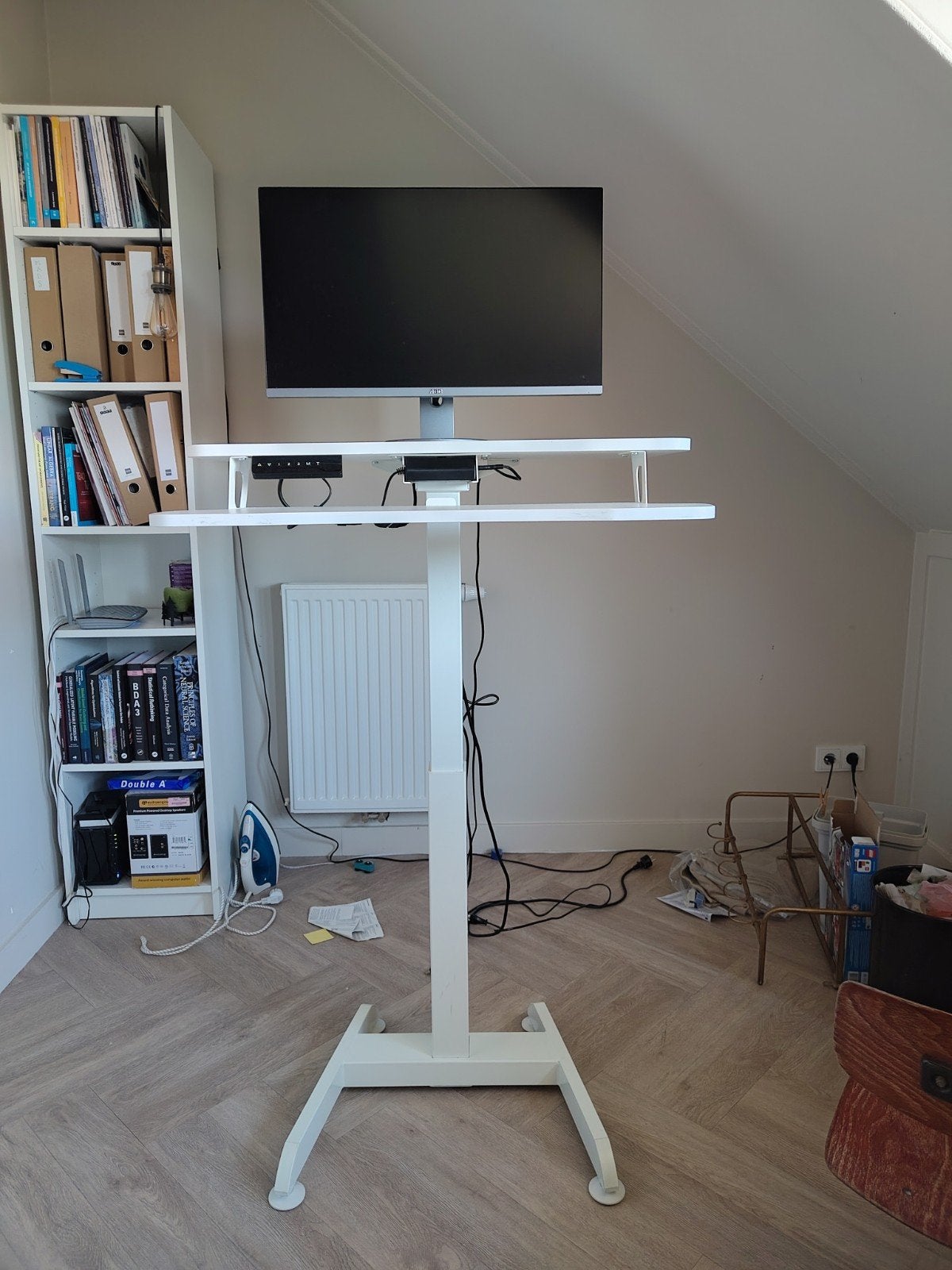 Wit Updesk High zit-stabureau, Ophalen, Zit-sta bureau, 40 cm, Metaal