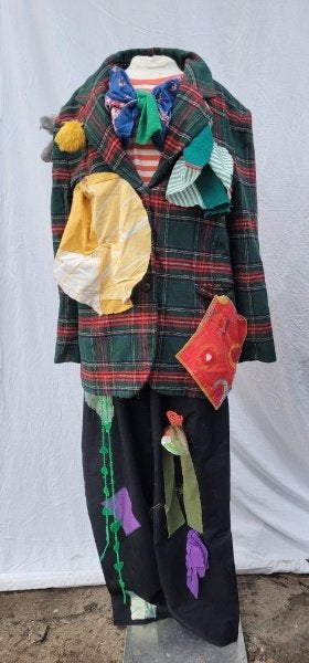 Vrolijk driedelig clowns outfit maat M - Carnaval, Kleding | Dames, Carnavalskleding en Feestkleding, Maat 38/40 (M), Carnaval