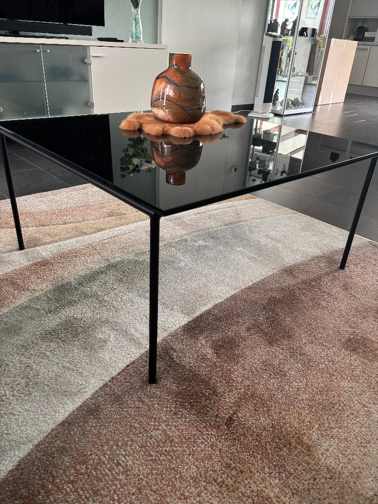 Salontafel zwart glas, Ophalen, 50 tot 100 cm, Vierkant, 50 tot 100 cm