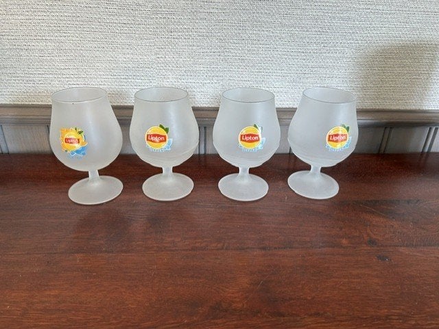 O27-4 Lipton ice tea glazen, Glas of Glazen, Gebruikt, Ophalen of Verzenden, Glas