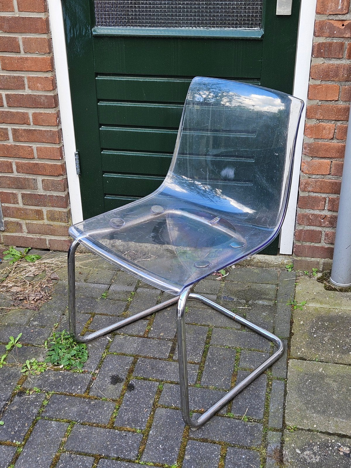 eetkamerstoel chrome, transparant, Ophalen, Gebruikt, Aluminium