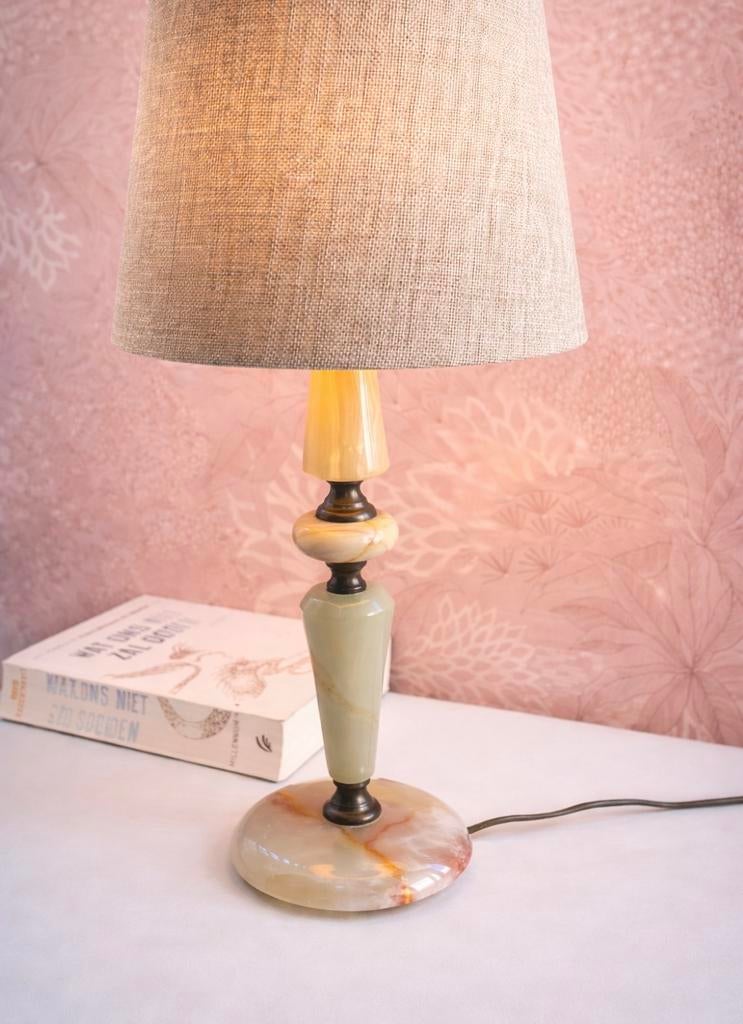 Vintage Onyx Tafellamp  | Zachte Tinten, Ophalen of Verzenden