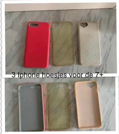 3 iPhone 7 Plus hoesjes roze transparant glitter licht roze, Telecommunicatie, Kunststof, Gebruikt, IPhone 7 Plus, Ophalen of Verzenden
