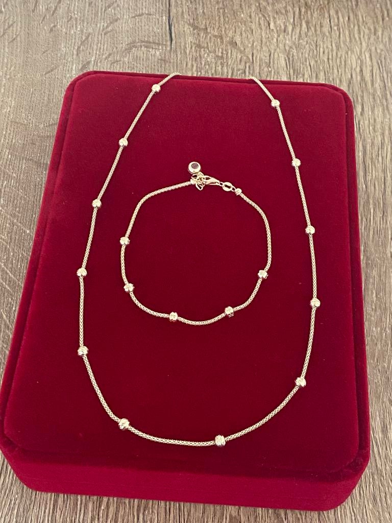 Prachtige 14 karaat(585) gouden set; ketting en armband., Ophalen of Verzenden, Nieuw, Goud, Goud