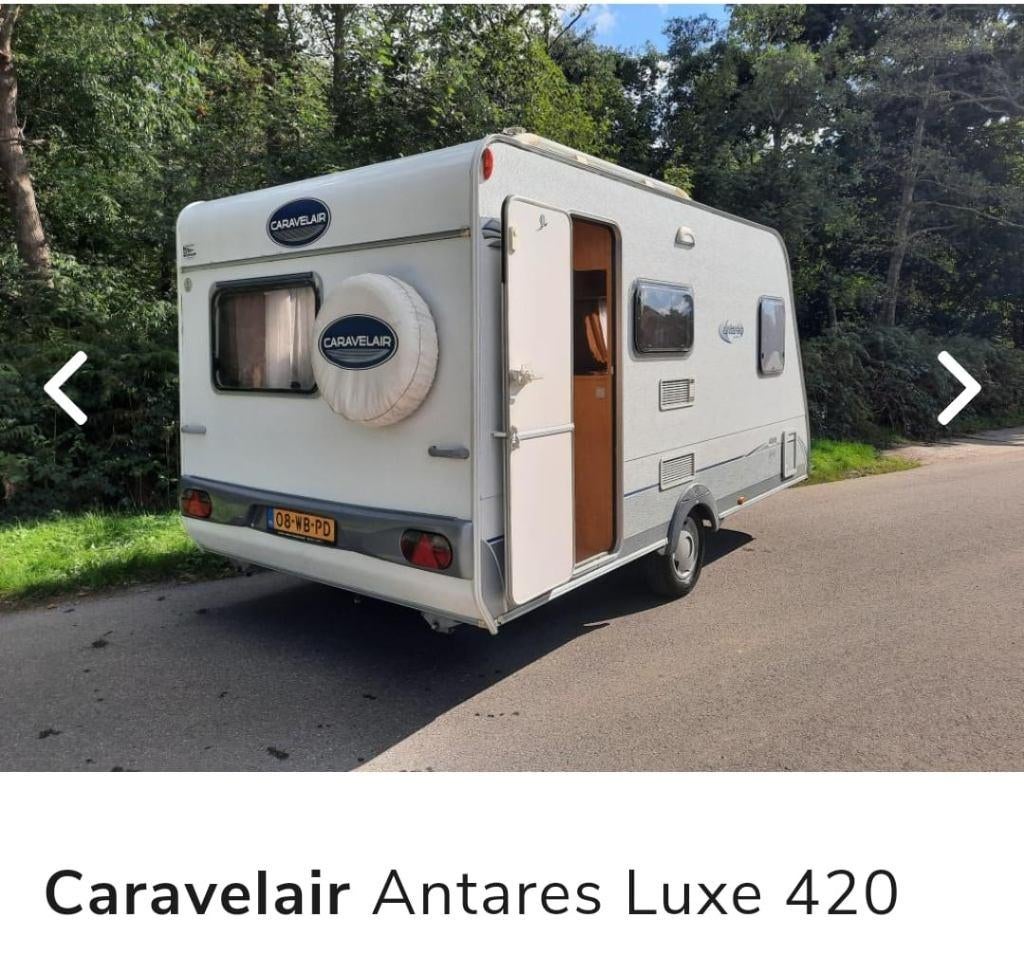 Caravelair Antares Luxe 420 (sporting), compleet uitgerust, Caravans en Kamperen, Caravans, Kachel, Vast bed, 750 - 1000 kg, Particulier