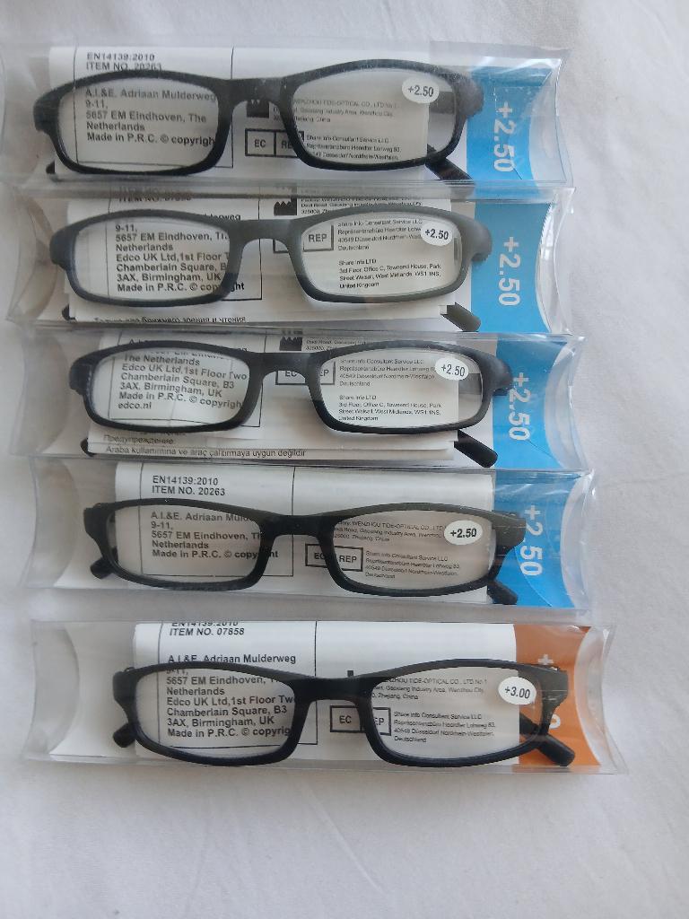 Leesbril +2.5, Zwart, Nieuw, Leesbril, Ophalen