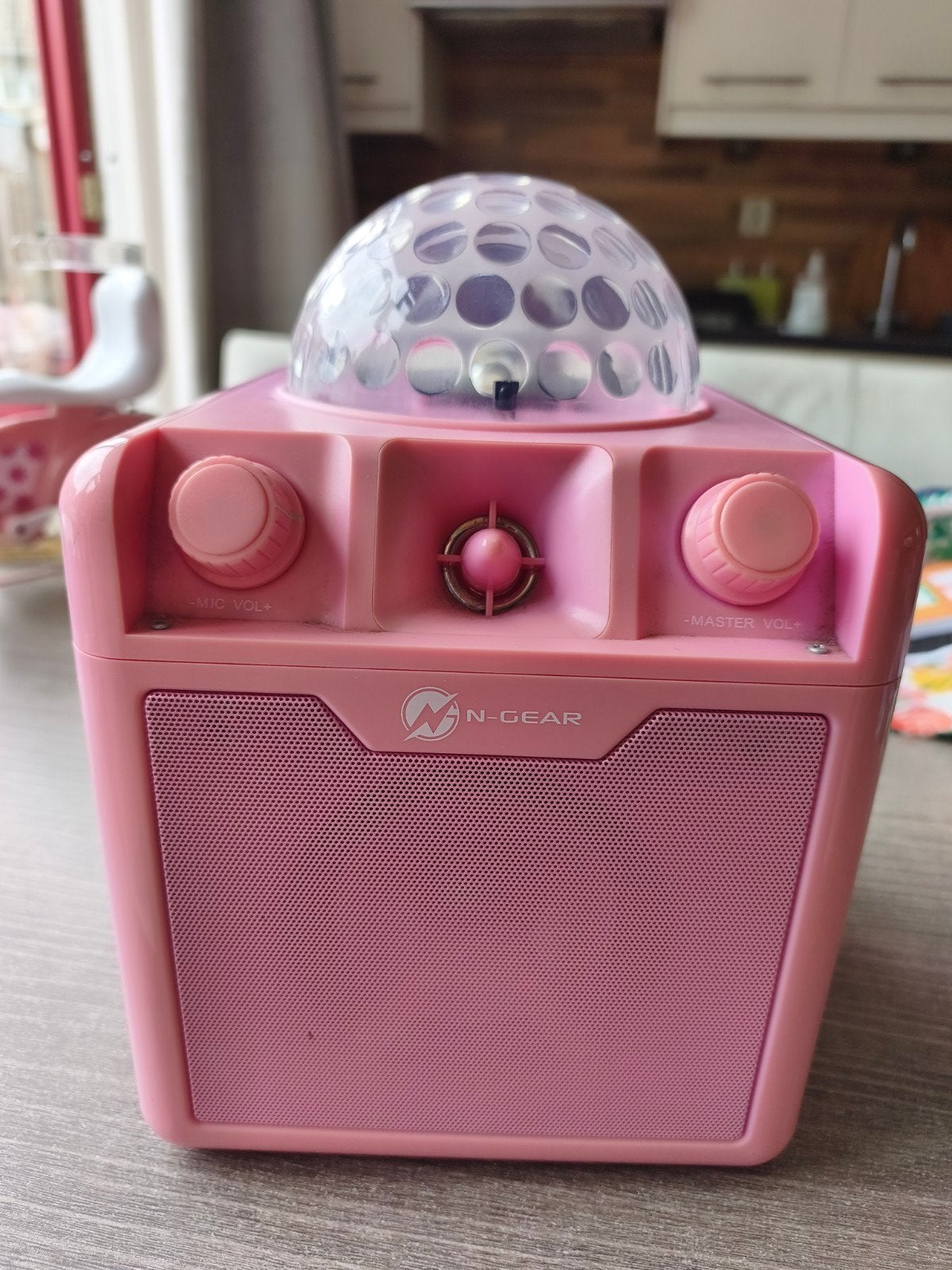 N-Gear Disco Block 410 Roze Karaoke Set met Microfoons, Ophalen, Zo goed als nieuw, Complete set