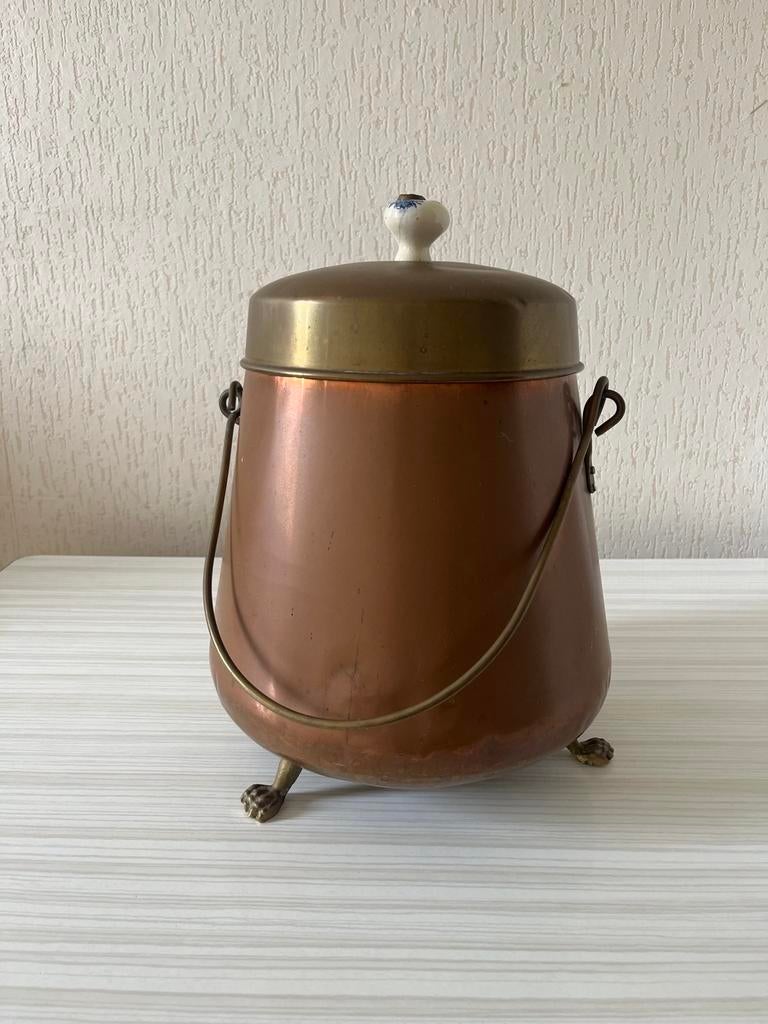 Antieke Koperen Pot met Deksel en Handvat, Antiek en Kunst, Antiek | Koper en Brons, Ophalen, Koper
