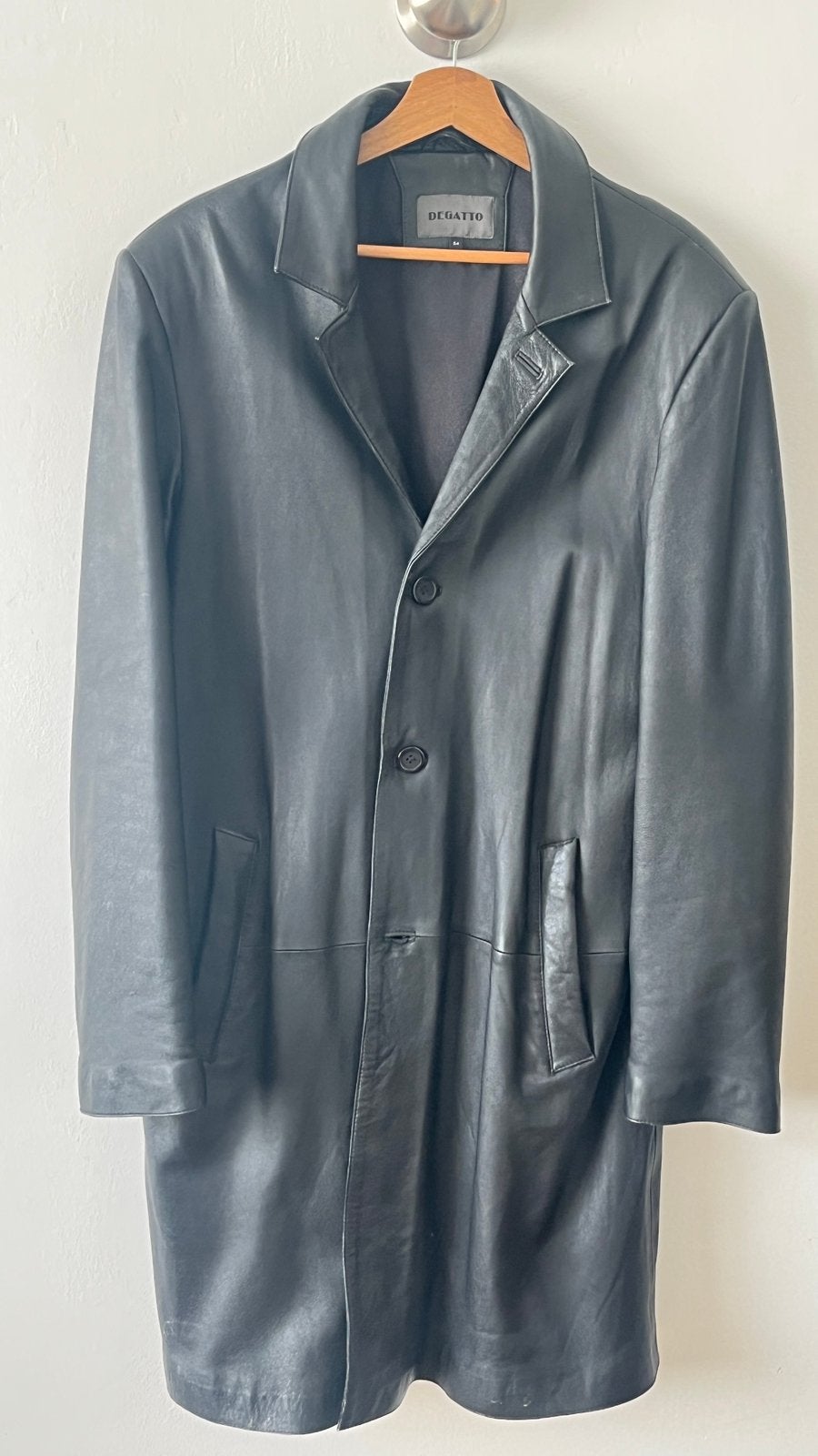Zwarte lederen herenjas, Kleding | Heren, Jassen | Winter, Ophalen of Verzenden, Zo goed als nieuw, Zwart