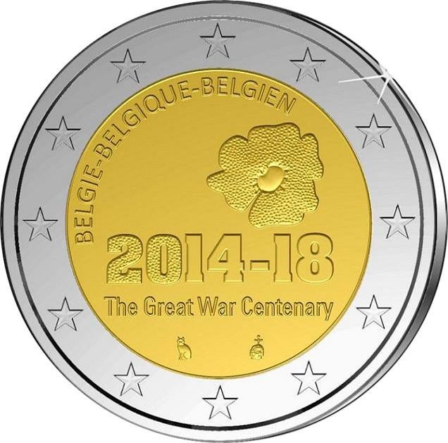 2 euro Belgie 2014 - 100 jaar 1e WereldOorlog (UNC), Postzegels en Munten, Munten | Europa | Euromunten, Ophalen of Verzenden