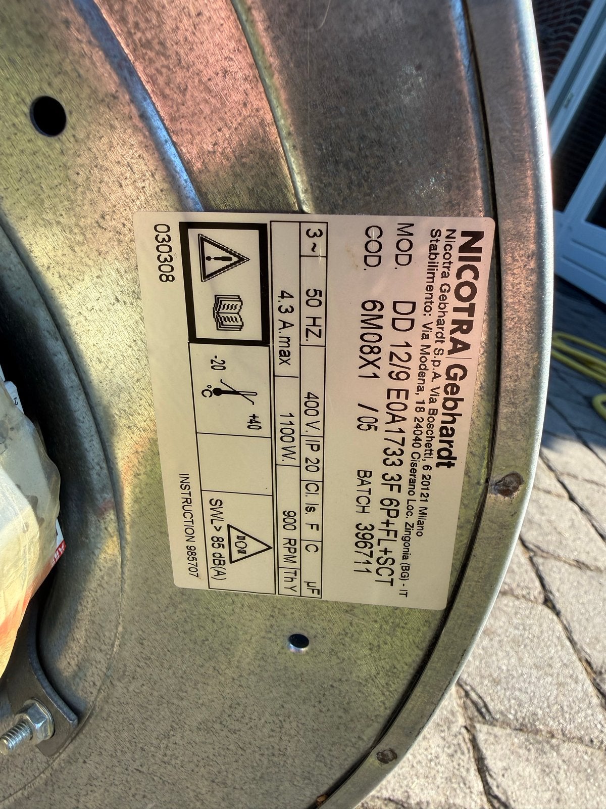 NICOTRA Gebhardt DD 12/9 E0A1733 Centrifugaalventilator, Ophalen