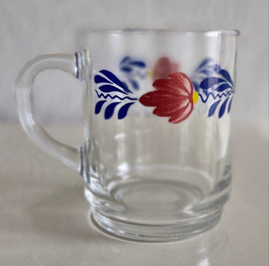Vintage Glazen Mok Boerenbont, Ophalen of Verzenden