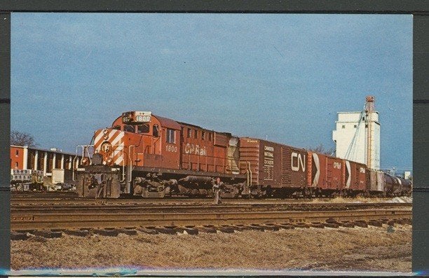 Lok CP Rail locomotief 1800 Foto-Ansichtkaart Trein t-121, Ophalen of Verzenden, Zo goed als nieuw, Trein, Kaart of Prent