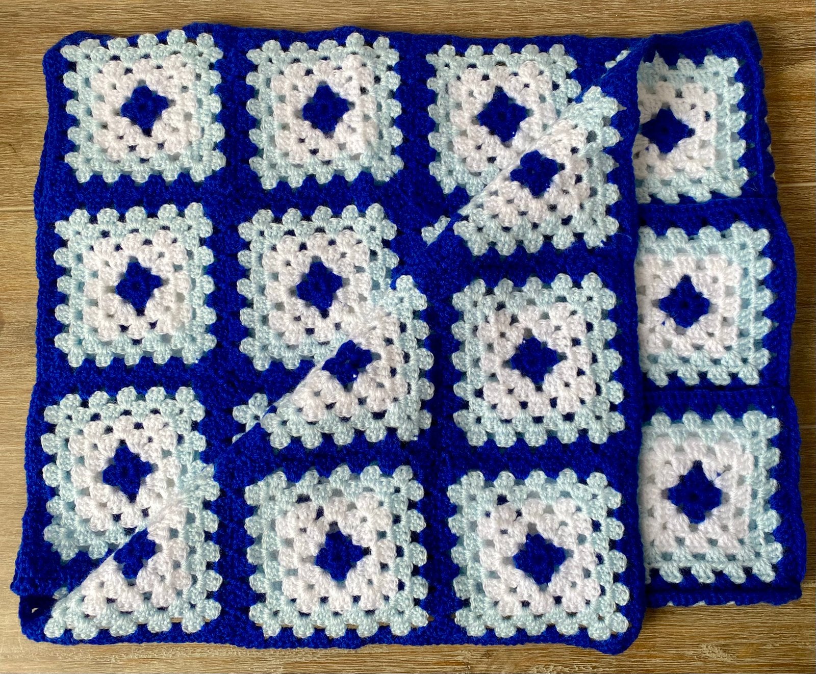 Gehaakte babydeken, blauw, Granny Squares, Ophalen of Verzenden, Nieuw, Haken, Overige typen