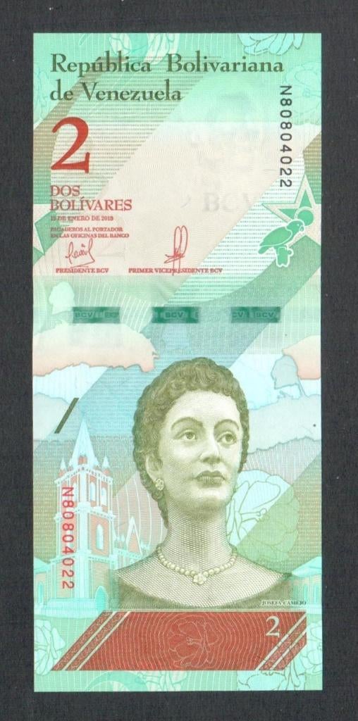 Bankbiljet - Venezuela 2 Bolivares 2018 - UNC., Ophalen of Verzenden, Zuid-Amerika, Los biljet