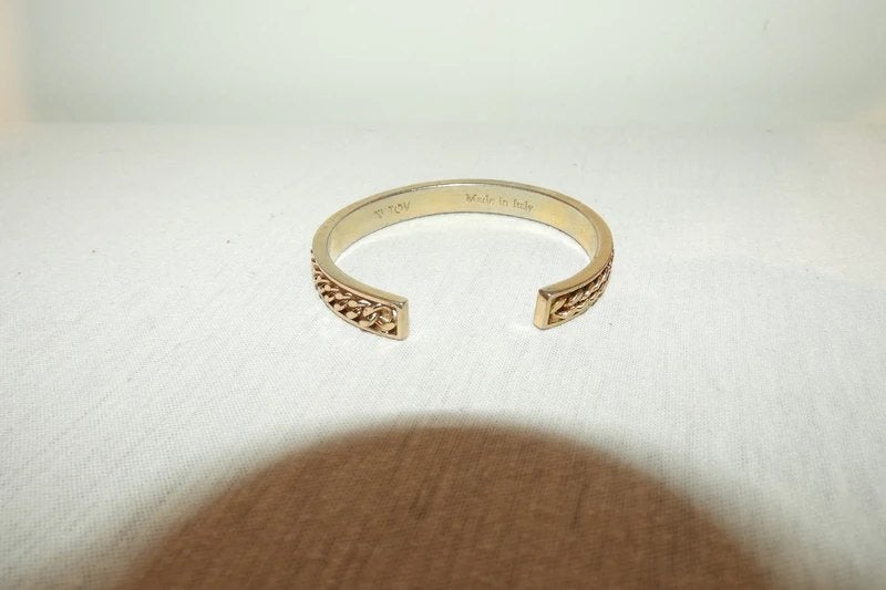 Tov Essentials slaven armband bekleed met ketting schakels, Gebruikt, Staal, Verzenden, Goud