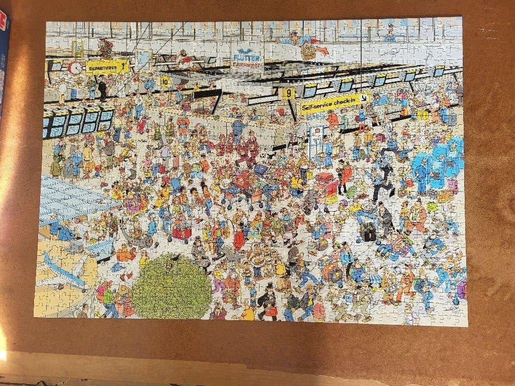 De vertrekhal.         Puzzel.     JvH., Ophalen of Verzenden, 500 t/m 1500 stukjes, Zo goed als nieuw, Legpuzzel