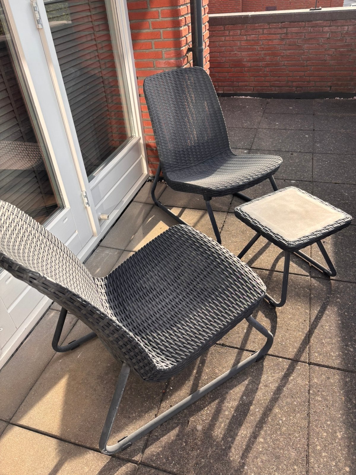 Tuinset stoelen voor balkon of terras wicker grijs, Ophalen, Gebruikt, Wicker