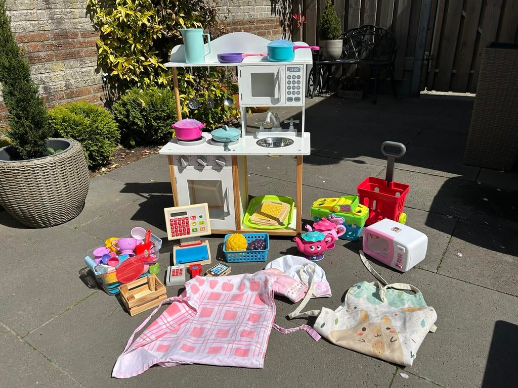 Kinderkeuken met veel accessoires, Ophalen, Gebruikt, Hout, Speelkeuken