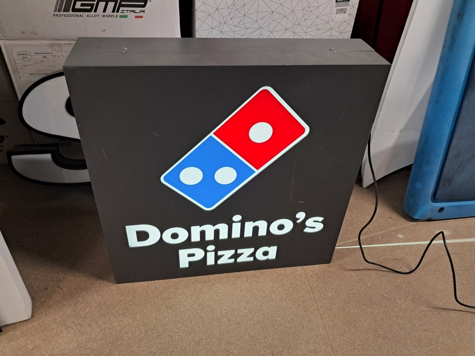 Originele Dimono's Pizza reclame lichtbak/reclame 80 cm., Ophalen, Eu, Gebruikt, Eu